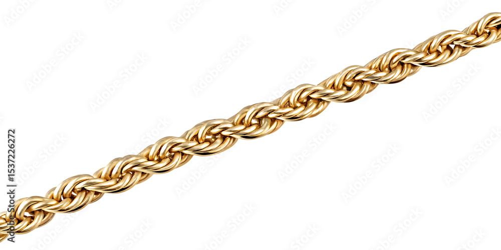 Fototapeta premium Gold rope chain isolated on a white background png ai generated