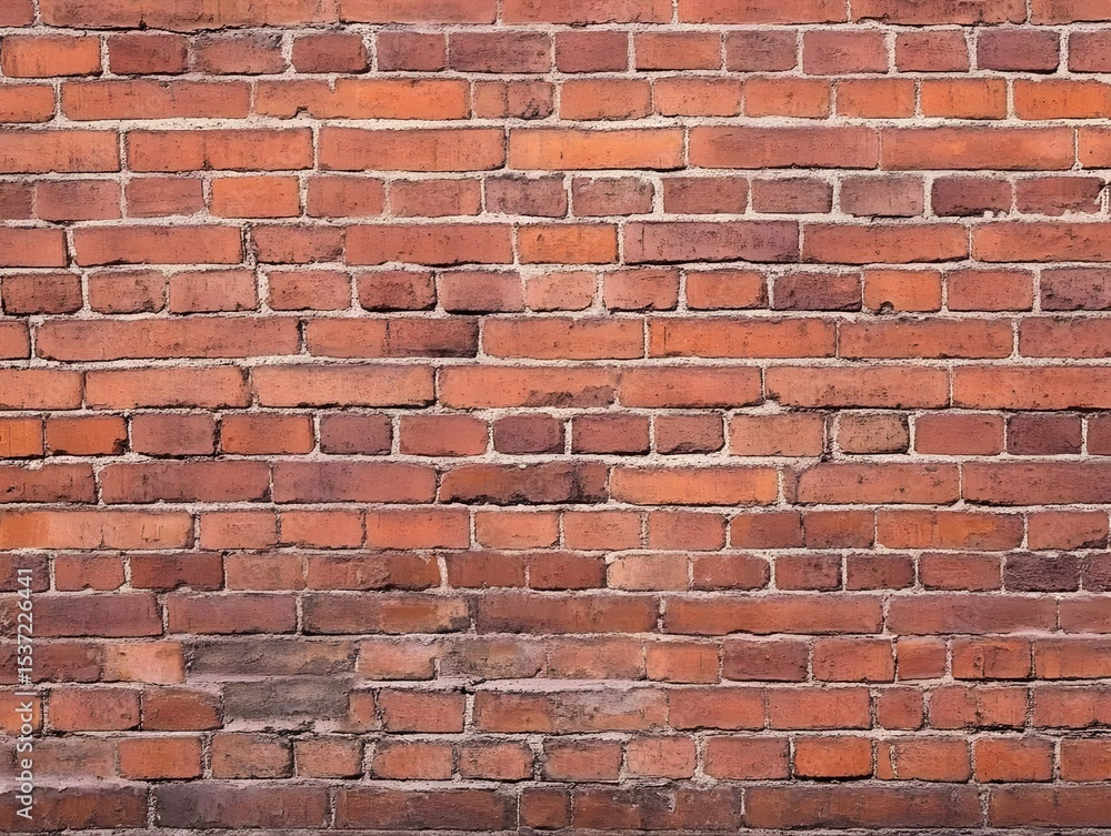 Naklejka premium Red Brick Wall Texture Background with Top Copy Space: Aged Minimalist Design Element for Commercial Projects