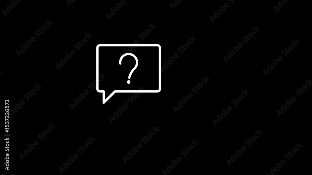 Question and Thinking Conversation icon Animation. White illustration isolated on black screen. Motion Graphics.
