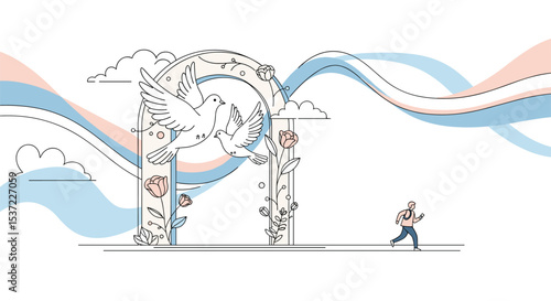 Celebration of Unity Doves Symbolizing Peace Love and Happy Wedding Day