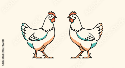 The Domesticated Fowl Chickens and Farming and Poultry Production Concept