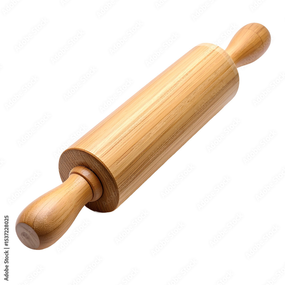 Classic wooden rolling pin kitchen baking utensil isolated illustration on transparent background Classic wooden rolling pin kitchen baking utensil isolated illustration on transparent background