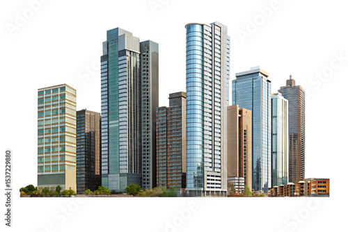 Modern city skyline buildings isolated on a white background png ai generated