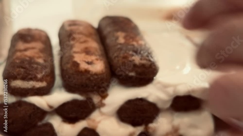 Wallpaper Mural Preparation of Italian Tiramisu Dessert. Torontodigital.ca