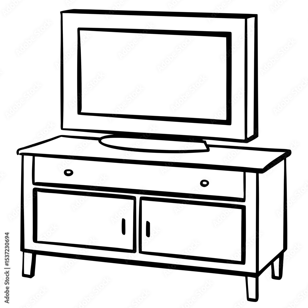 Minimal TV Stand Vector on White Minimal TV Stand Vector on White