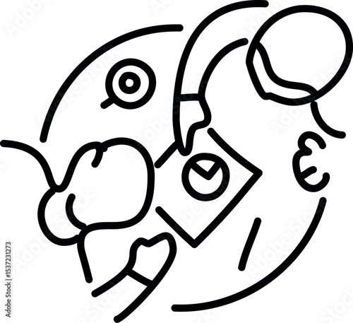 Illustration of creative team collaboration meeting brainstorming session vector line art illustration design concept vector