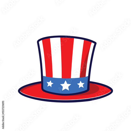 Patriotic uncle sam hat vector illustration with red white and blue colors representing america
