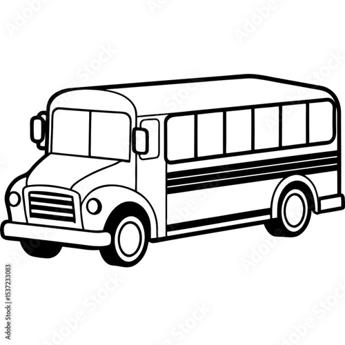 Yellow school bus vector illustration isolated on white, a classic cartoon vehicle for pu