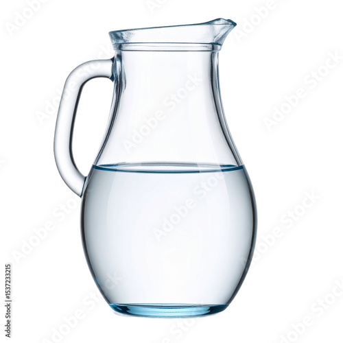 Crystal pitcher filled with refreshing clear water presents purity beautifully on transparent background