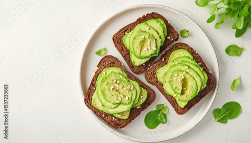 Wallpaper Mural Delicious Varieties Of Healthy Toasts: Avocado Cream Cheese On Whole Wheat Rye Bread. Tasty Avocado Sandwiches. Top-View Food Composition. Copy Space Available. Torontodigital.ca