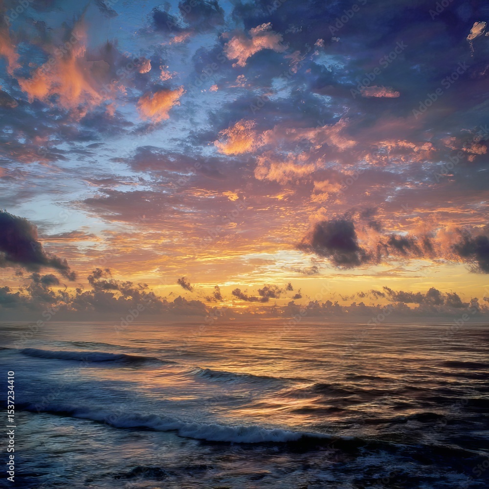 Fototapeta premium Early morning sunrise over the sea . Some clouds.