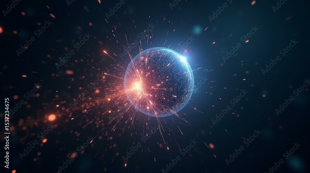 Obraz premium Data crystal breaking from overload, visual metaphor for breach, ideal for cybersecurity and encryption themes.