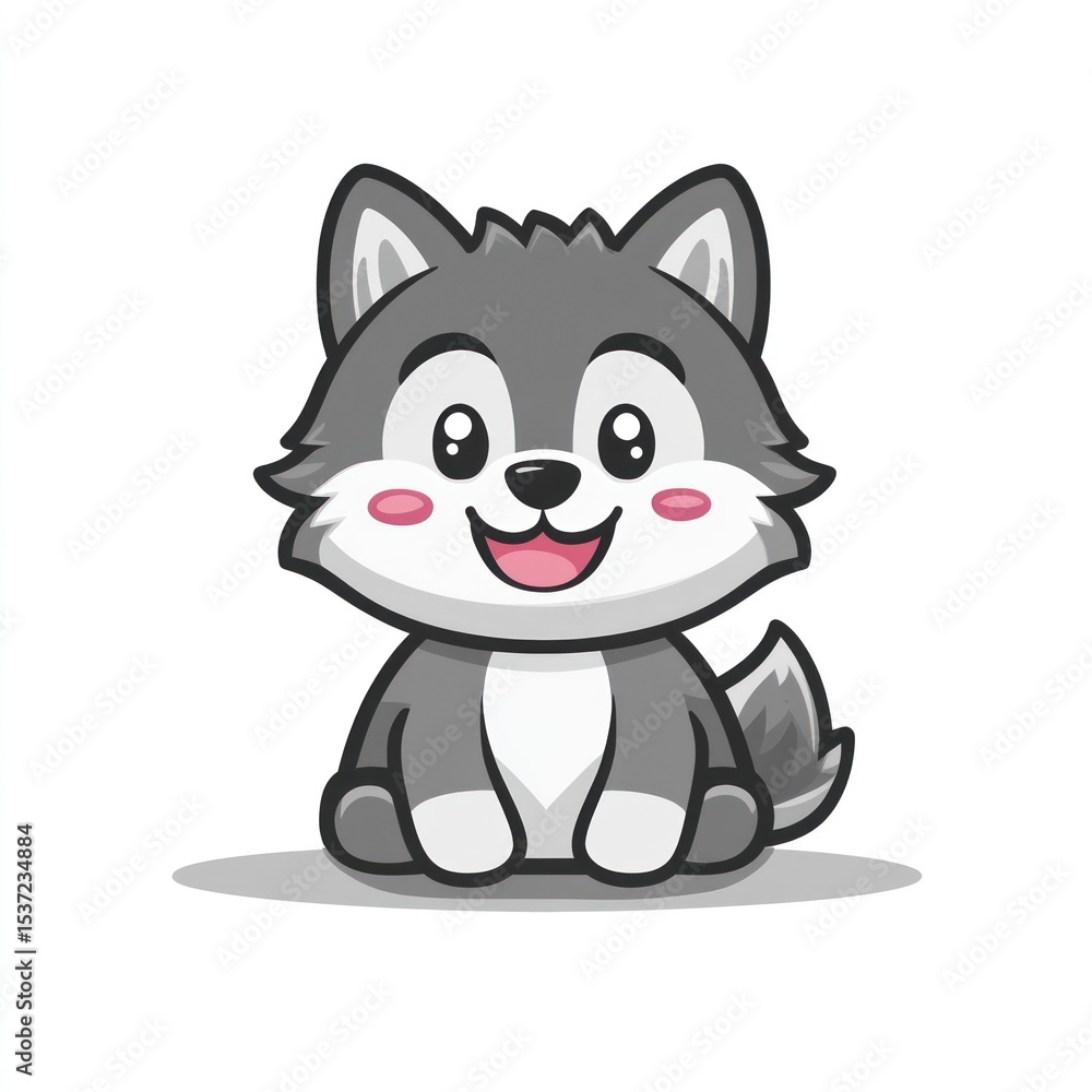 Obraz premium Cute cartoon wolf pup