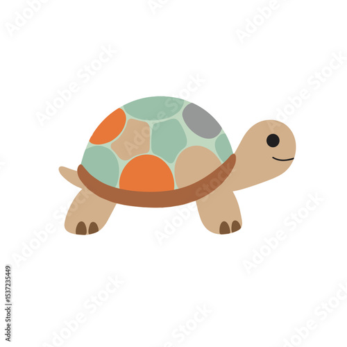 Cartoon turtle illustration for kids learning materials and eco projects