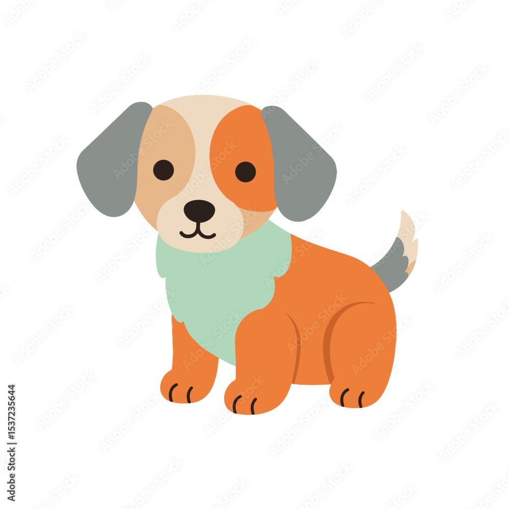 Cute cartoon puppy illustration in flat vector style for children’s content Cute cartoon puppy illustration in flat vector style for children’s content