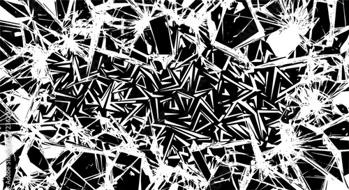 abstract shattered glass texture with sharp fragments overlay black vector pattern

