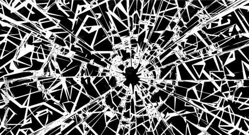 abstract shattered glass texture with sharp fragments overlay black vector pattern
