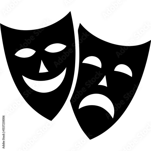 comedy and tragedy masks on black background