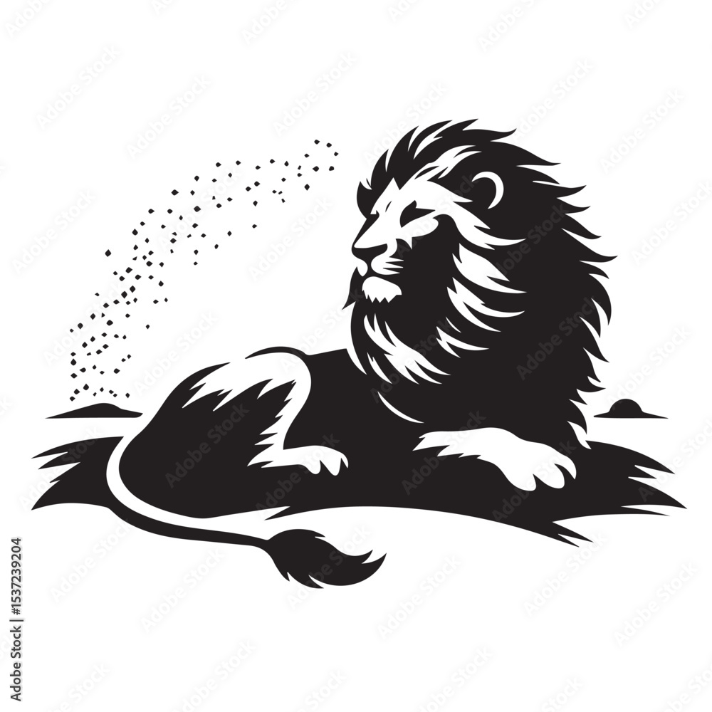 custom made wallpaper toronto digitalMajestic lion in black and white silhouette