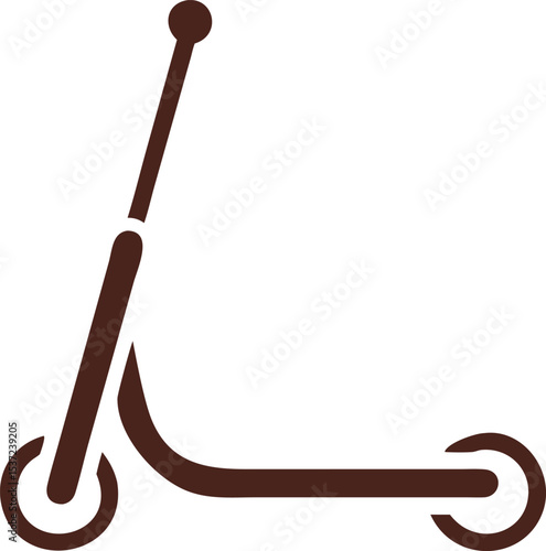 A white scooter with black wheels and a black handlebar