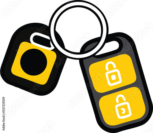 Car key with remote and orange key fob on keyring