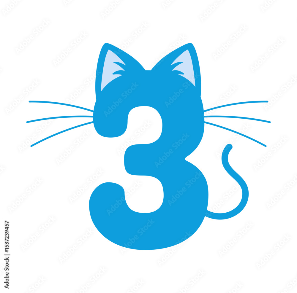 Naklejka premium Third Birthday Svg file, Happy Birthday Vector, Cat Number 3 File, Birthday Kid Design, Kitty Number 3 Svg, Birthday Boy Clipart, Birthday Party Design, 3rd Birthday Clipart, Cat Number 3 File.