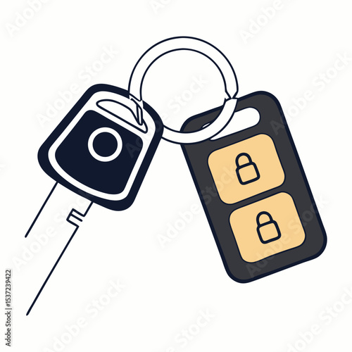 Car key with remote and orange key fob on keyring