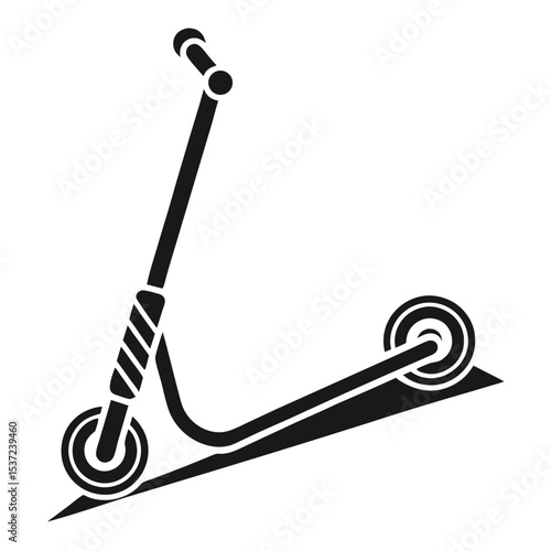 A white scooter with black wheels and a black handlebar