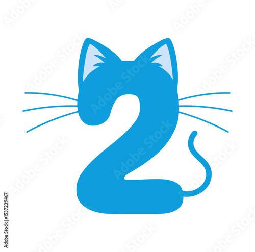 Second Birthday Svg file, Happy Birthday Vector, Cat Number 2 File, Birthday Kid Design, Kitty Number 2 Svg, Birthday Boy Clipart, Birthday Party Design, 2nd Birthday Clipart, Cat Number 2 File.