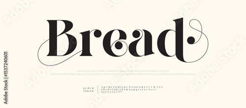 Bread logo elegant luxury font alphabet . Typography Beauty minimal modern fashion classic letter serif fonts decorative wedding vintage retro logos. vector illustration
