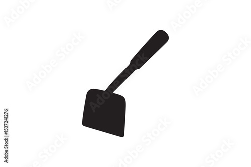 Khurpi hand hoe silhouette icon illustration on white background.