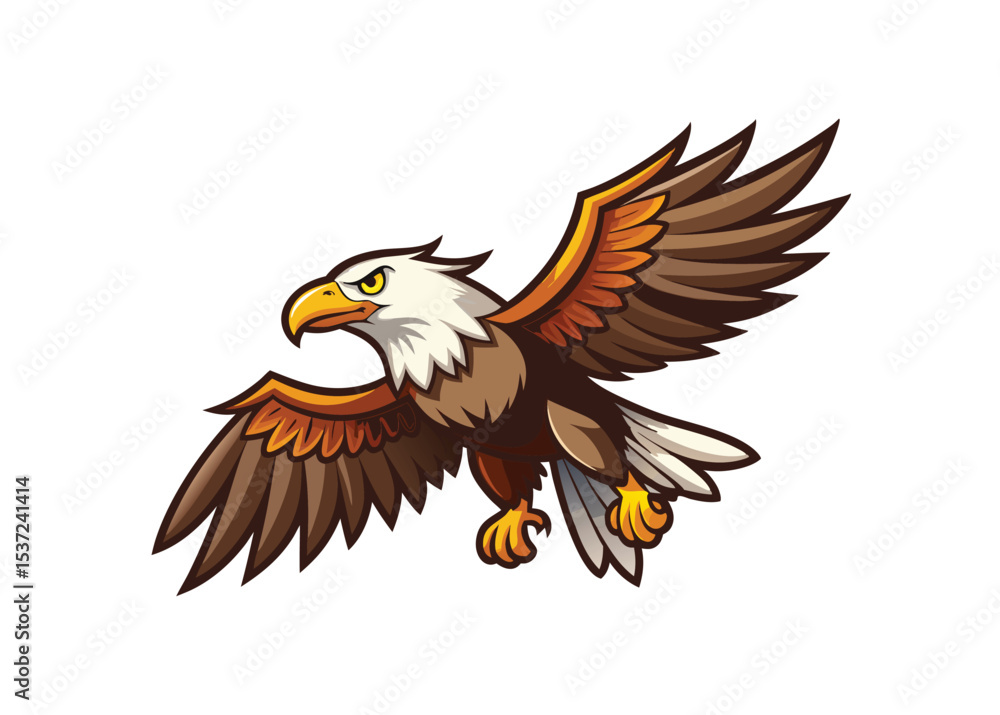 Fototapeta premium Flying Eagle Icon –Majestic Eagle Silhouette Vector Bold Wildlife Bird Vector Illustration 