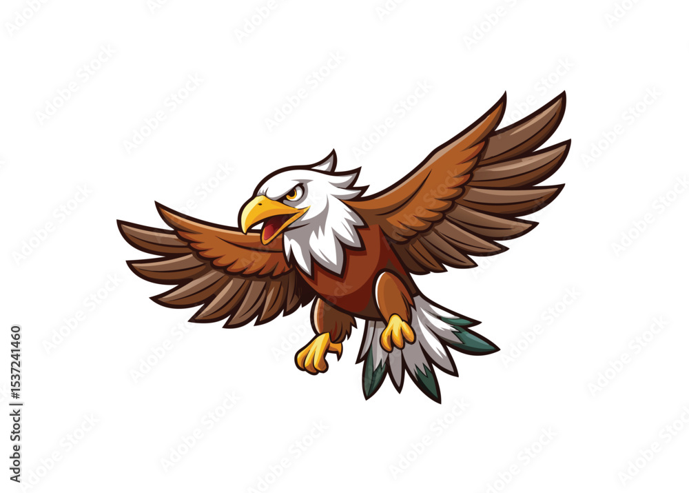 Obraz premium Flying Eagle Icon –Majestic Eagle Silhouette Vector Bold Wildlife Bird Vector Illustration