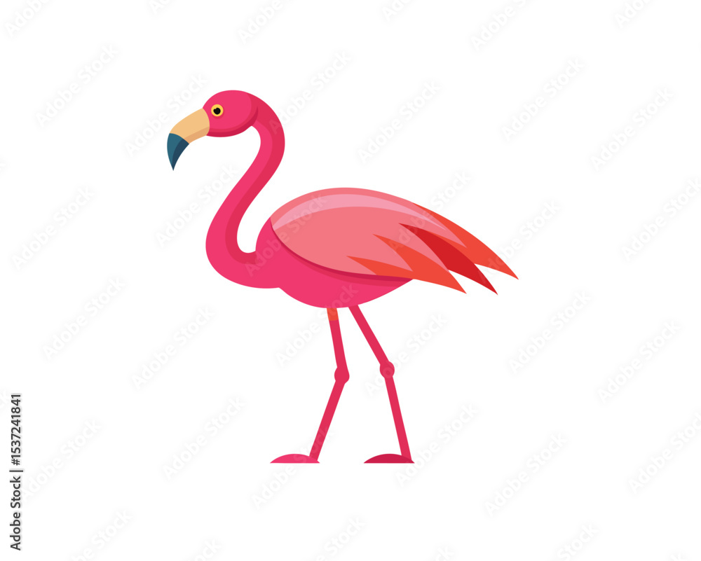Fototapeta premium Minimal Flamingo Silhouette – Elegant Bird Vector on Plain Background