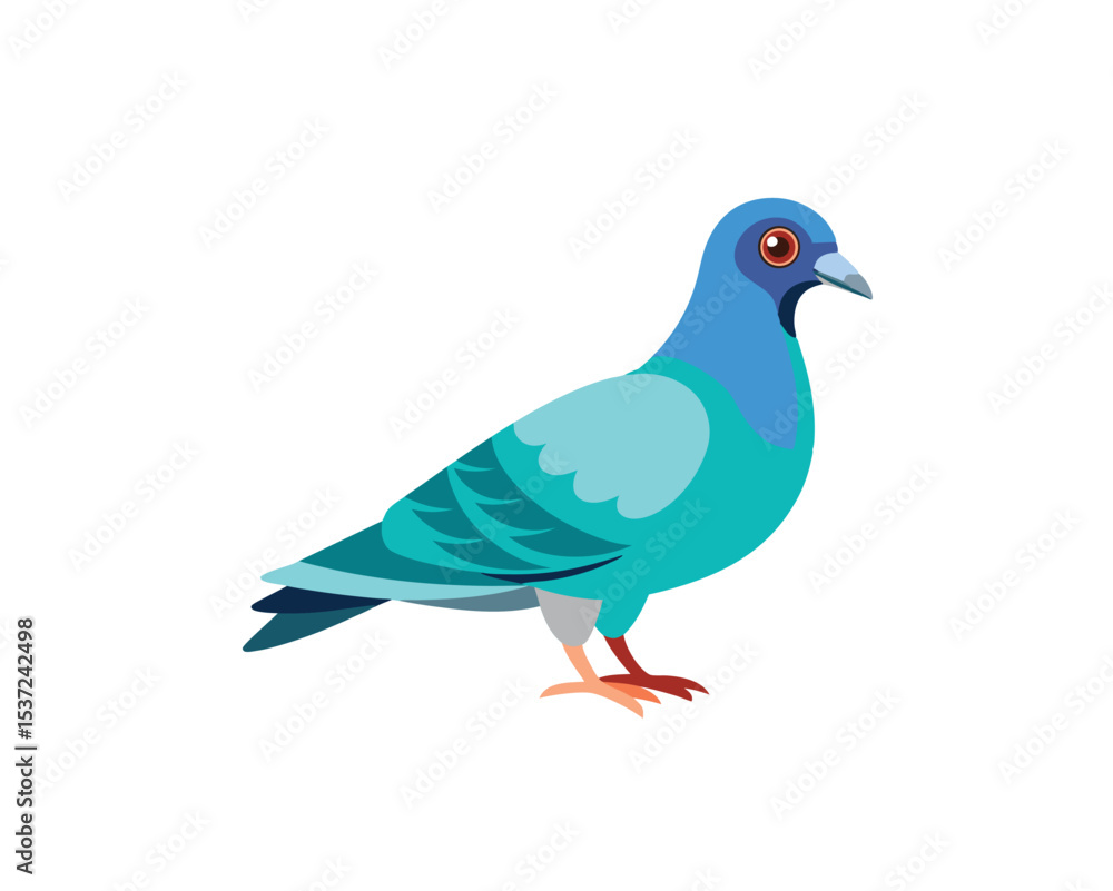 Fototapeta premium Minimalist Pigeon Bird Silhouette – Isolated Wildlife Vector Icon Pigeon Icon in Flat Vector Style – Isolated Bird Illustration on White