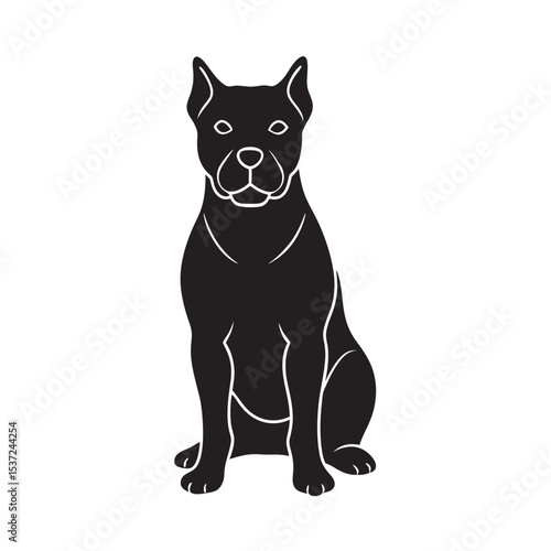 Rottweiler Sitting Dog Silhouette Illustration Art