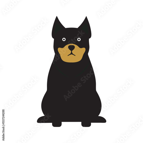Rottweiler Sitting Dog Vector Silhouette Design