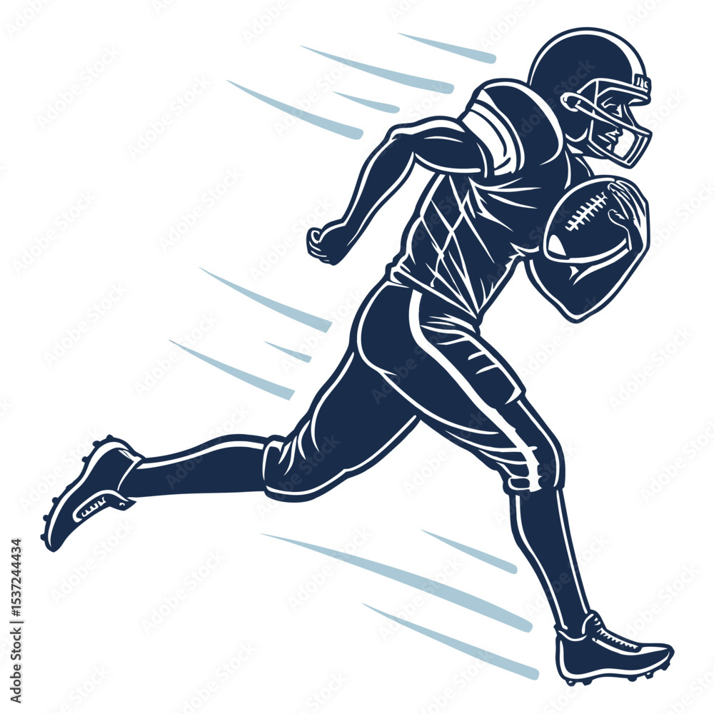 Fototapeta premium side view silhouette of a football player running eps