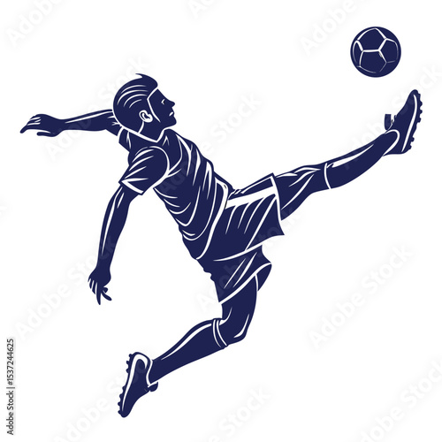 silhouette of a footballer kicking the ball mid ai eps