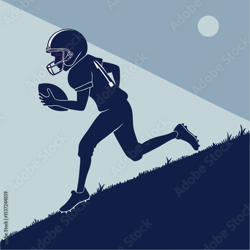 silhouette of a young football player dribbling eps