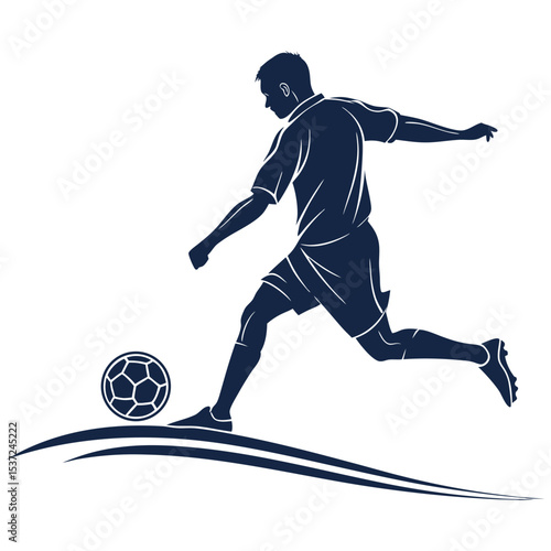 Footballer silhouette taking a penalty kick eps