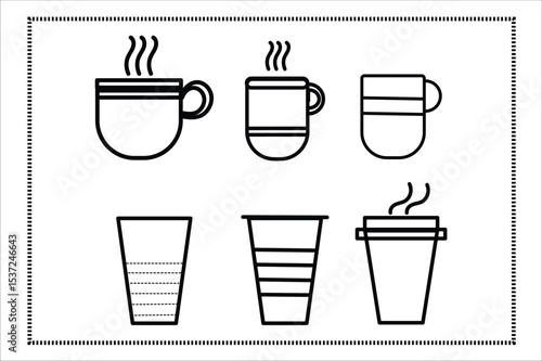 Wallpaper Mural Icon set of glasses for coffee shop Torontodigital.ca