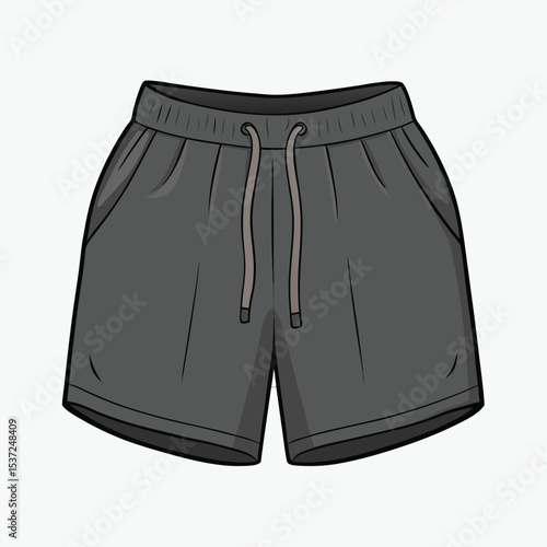 Gray sport shorts flat vector illustration for fashion and apparel design concept