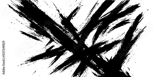 Black ink splatters form a grunge background with paint spray, creating a dirty blot texture for abstract design elements