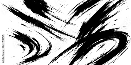 Black ink splatters form a grunge background with paint spray, creating a dirty blot texture for abstract design elements