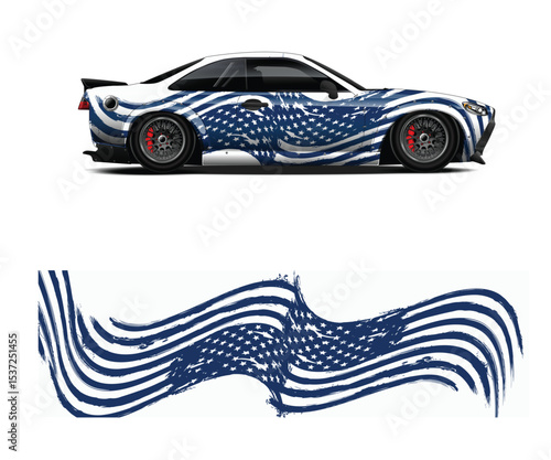 American Flag Design on a Race Car Wrap Template
