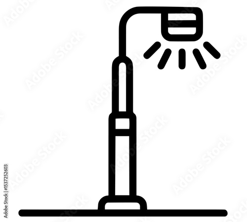 Street Light Pole Illuminating Sidewalk, Night Urban Lighting, City Infrastructure, Road Safety, Pedestrian Area, Public Space Comfort, Energy Efficient LED Technology, Visibility Improvement, Archite