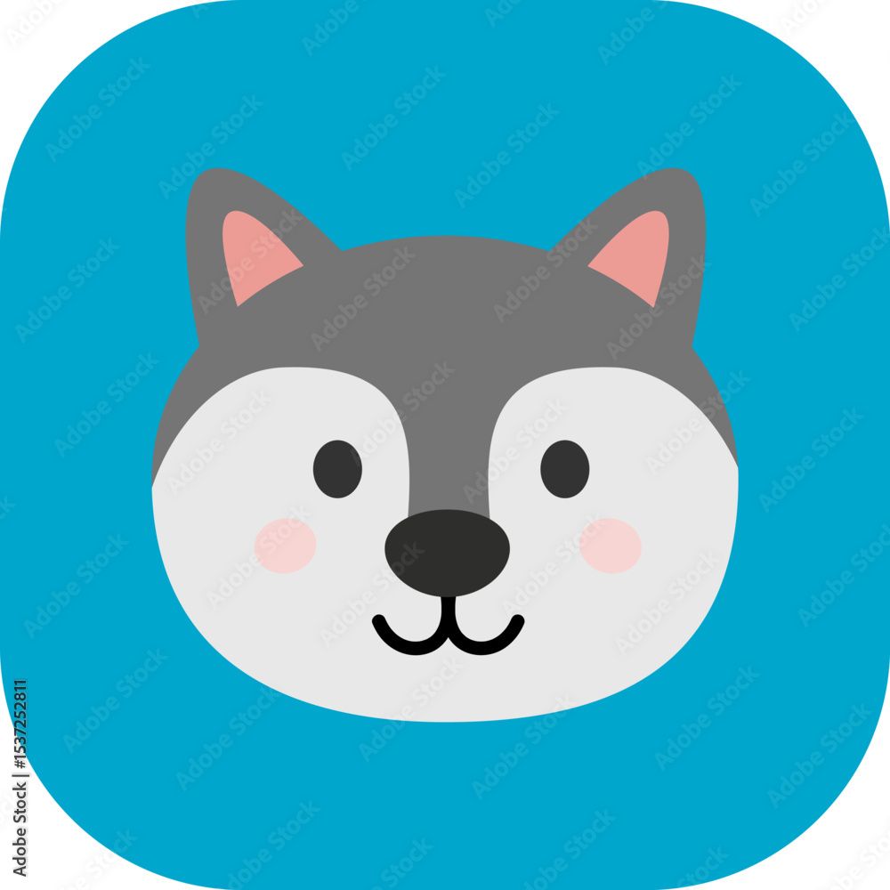 Cute Wolf Face Icon Cute Wolf Face Icon