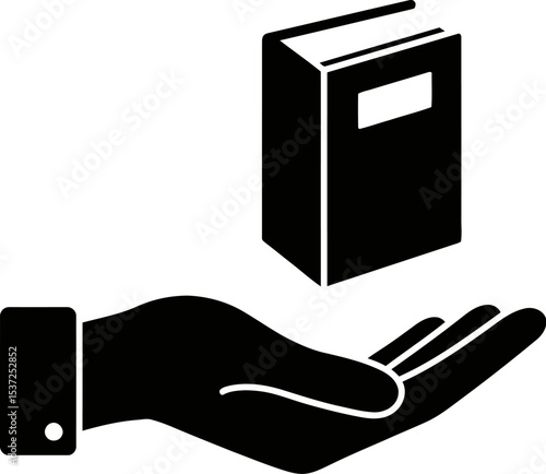 Book hand reading education knowledge learning library study literature information offer 100 editable stock vector illustration