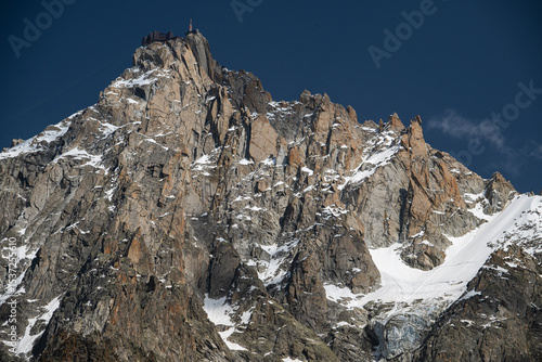 Bild auf Leinwand Aiguilles du Midi at the Mont Blanc in the French Alps surrounded by glacier Ice